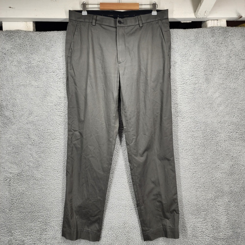 Brooks Brothers Advantage Chino Stretch Clark Fit Mens Gray Pants W36 L32